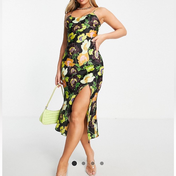 NWT ASOS Designs Satin Dark Floral Slip Dress, US Women’s Size 6 - Picture 4 of 8